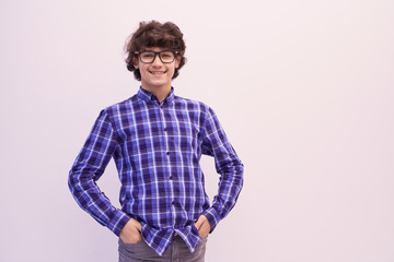 portrait  of smart looking arab teenager with glasses