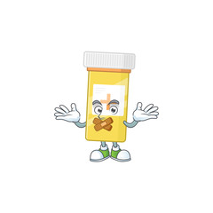 Medicine bottle mascot cartoon design with quiet finger gesture