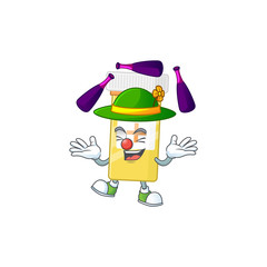 mascot cartoon style of medicine bottle playing Juggling on stage