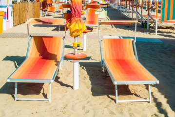 Sunbeds and umbrellas on the beach