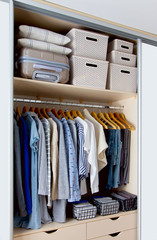 Wardrobe with perfect order clothes shades
