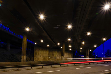 Stockholm, Sweden  An illuminated underpass in Liljeholmen