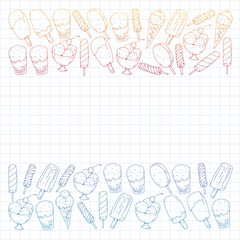 Collection of vector ice creams. Pattern for banners, posters