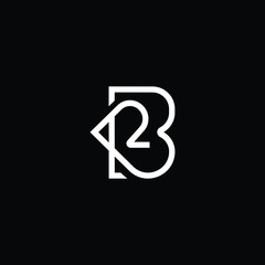 Minimal elegant monogram art logo. Outstanding professional trendy awesome artistic BR RB initial based Alphabet icon logo. Premium Business logo White color on black background