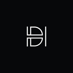 Minimal elegant monogram art logo. Outstanding professional trendy awesome artistic HD DH initial based Alphabet icon logo. Premium Business logo White color on black background
