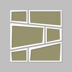 Vector empty collage board six images, photo