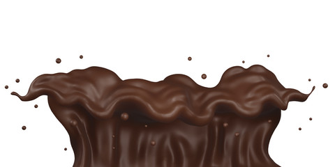 Chocolate splash drop, isolated on White background, 3d illustration