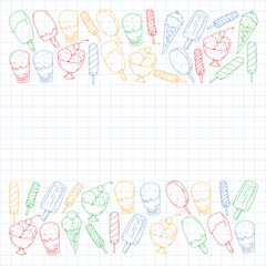 Fototapeta premium Collection of vector ice creams. Pattern for banners, posters