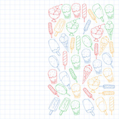 Collection of vector ice creams. Pattern for banners, posters