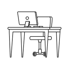 scene of workplace with desk and chair vector illustration design