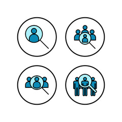 Hiring icons set. Human resources concept. Recruitment. Search job vacancy icon. Hire. Find people icon