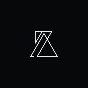Minimal elegant monogram art logo. Outstanding professional trendy awesome artistic AZ ZA initial based Alphabet icon logo. Premium Business logo White color on black background
