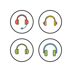 Headphone icons set. Headphone vector icon. Call us. Contact us