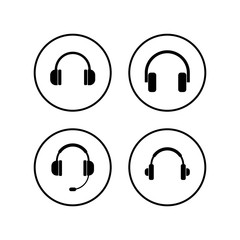 Headphone icons set. Headphone vector icon. Call us. Contact us
