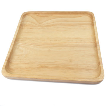wooden plate for food isolated on white background.concept Handcraft cooking utensils