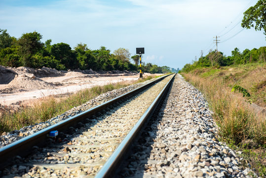 Railway rails of stretching into the distance
