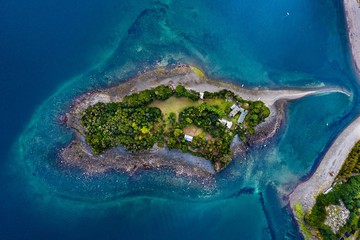 island of priests from the air, in the city of puerto montt