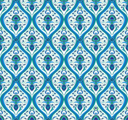 Seamless floral pattern in Oriental style. The Damascus pattern. Arabesque. It can be used to create Wallpaper, textiles, and paper.