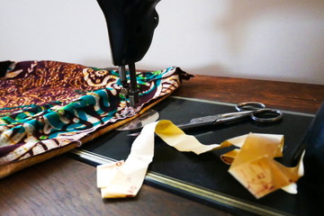 Close-up of vintage sewing machine