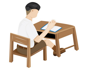 isolated one student boy sitting on chair vector design