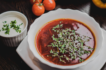soup with vegetables and broth