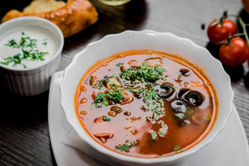 soup with vegetables and broth