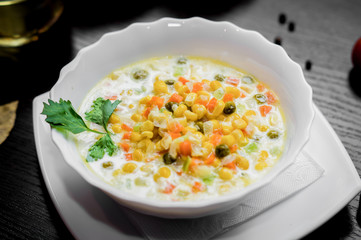 soup with vegetables and broth
