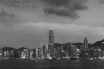 Skyline of Hong Kong city under sunset