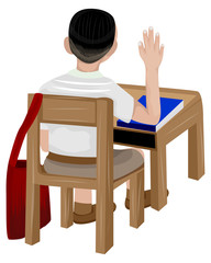 isolated one student boy sitting on chair vector design