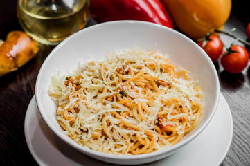 Italian pasta with cream sauce