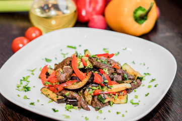 meat baked with potatoes