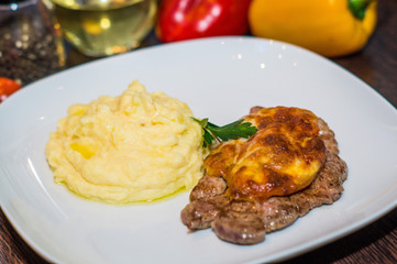 grilled meat with cheese