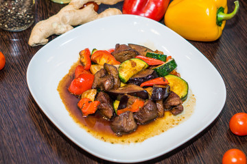 meat baked with potatoes