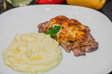 grilled meat with cheese