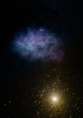 Far being shone nebula and star field. 3D rendering