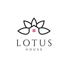 Lotus house illustration inspiration symbol logo design vector template