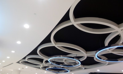 Lucrative Gypsum false ceiling and coves different design with indirect lighting with black color background view and its painted by White acrylic emulsion paint