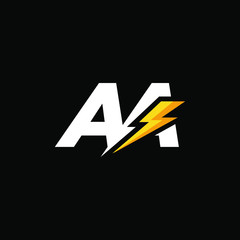 Initial Letter AA with Lightning