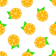 Seamless bright light pattern with Fresh lemons for fabric, drawing labels, print on t-shirt, wallpaper of children's room, fruit background. Slices of a lemon cheerful background.