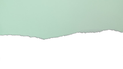 Ripped or torn green paper to reveal white copy space below. Soft shadow.