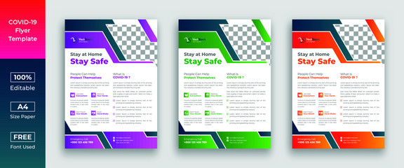 Corona virus covid 19 flyer template