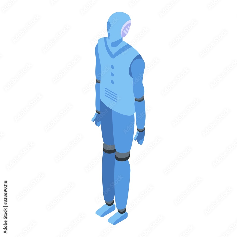 Poster modern robot humanoid icon. isometric of modern robot humanoid vector icon for web design isolated o