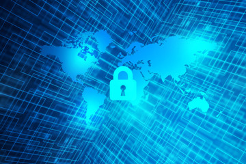 2d illustration Safety concept: Closed Padlock on digital background