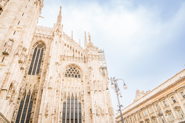Milan Cathedral or Duomo di Milano in the city center in Italy.