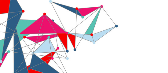 Naklejka premium Line points connections, triangular technology design. Abstract geometric background