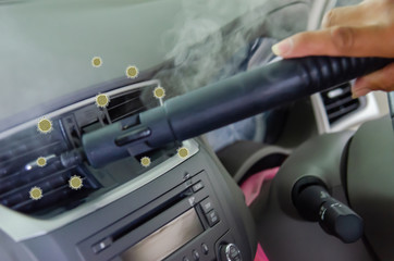 Fototapeta premium Cleaning of car air conditioner