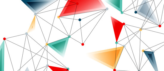 Line points connections, triangular technology design. Abstract geometric background