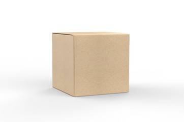 Blank white cube product packaging paper cardboard box. 3d render illustration. - obrazy, fototapety, plakaty