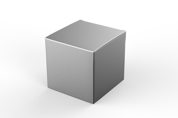 Blank white cube product packaging paper cardboard box. 3d render illustration.