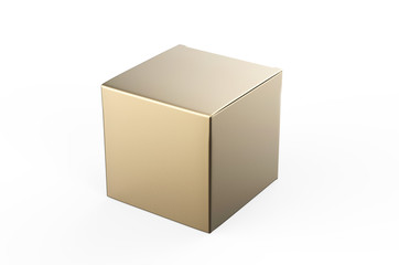 Blank white cube product packaging paper cardboard box. 3d render illustration.